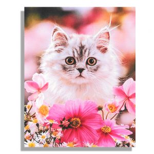диамантен гоблен 21/25 коте с цветя